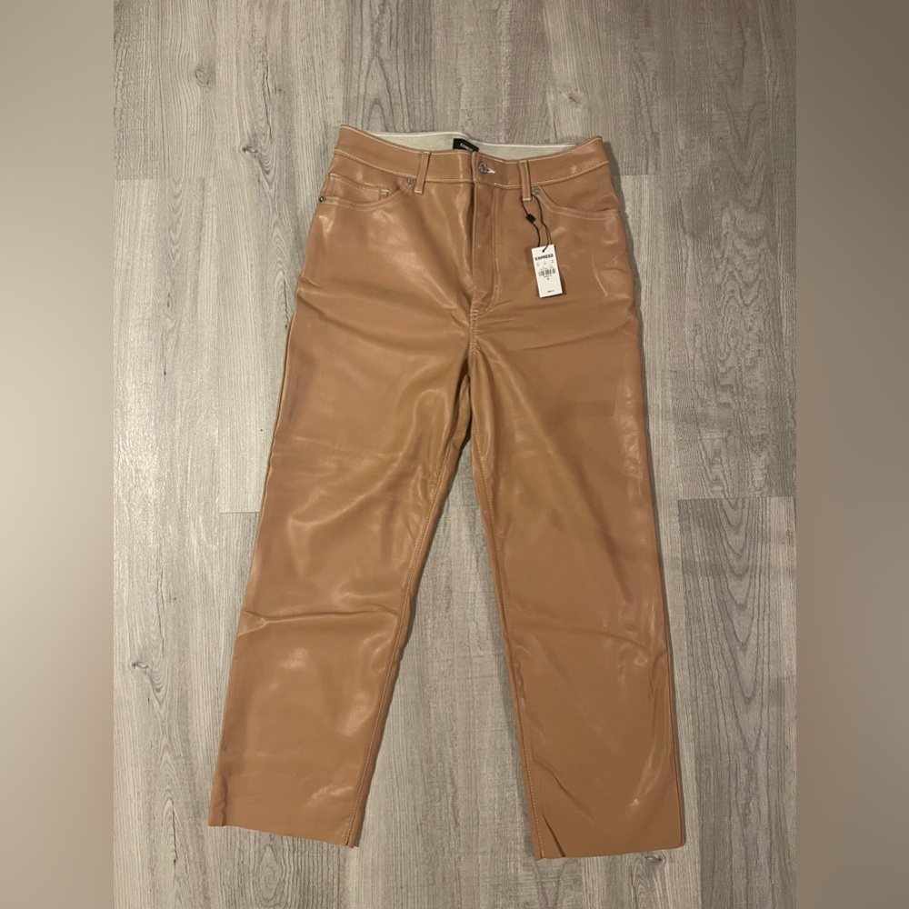 Express leather super high rise straight pants women size 10